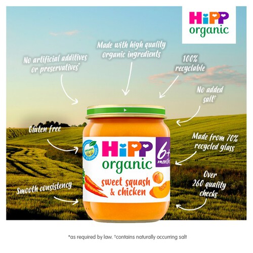 HiPP Organic Sweet Squash & Chicken Baby Food Jar 6+ Months