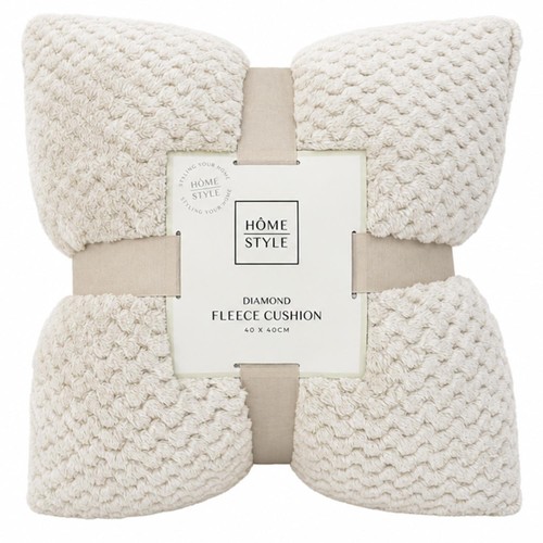 Morrisons Diamond Fleece Cushion 2 Pcs Pack With Zipper Cream