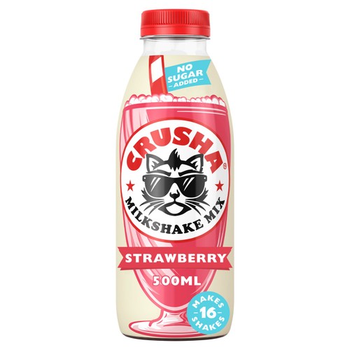 Crusha No Added Sugar Strawberry Flavour Milkshake Mix 500ml