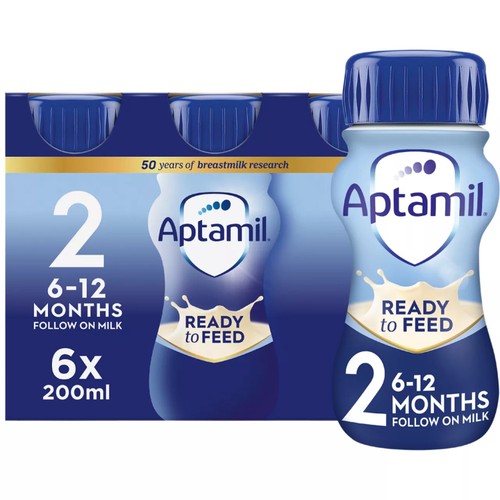 Aptamil 2 Follow On Baby Milk Formula Liquid Ready to Drink   6 x 200ml