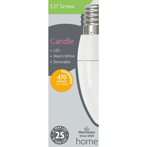 Morrisons LED Candle 470 Lumens Es 4.2W Dimmable Light Bulb