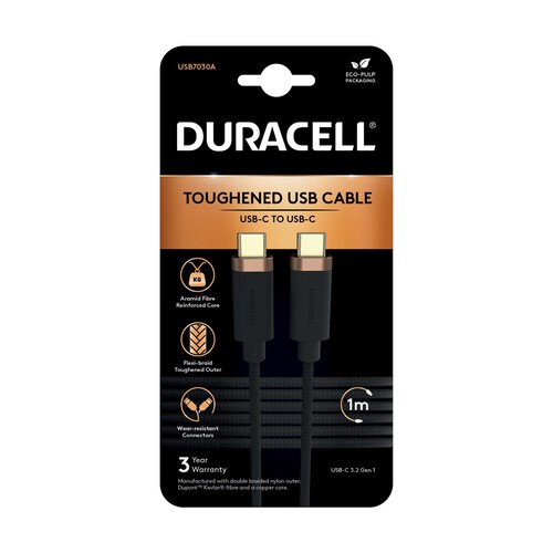 Duracell 1M USB-C To USB-C 3.2 Braided Cable USB7030A