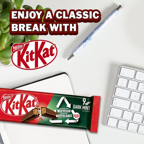 Kit Kat 2 Finger Dark Mint Chocolate Biscuit Bar Multipack 9 Pack