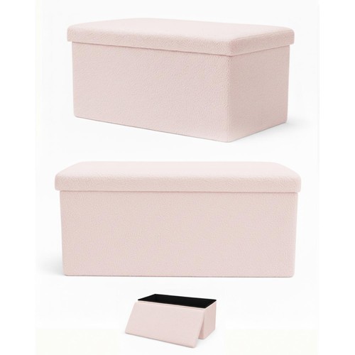 Keplin Folding Teddy Storage Ottoman Pink