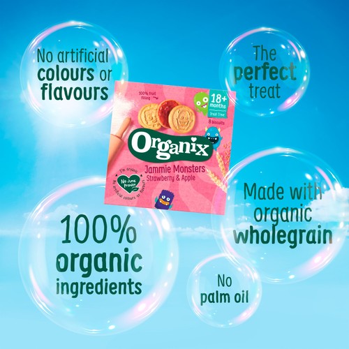 Organix Jammie Monsters Organic Jam Toddler Snack Biscuits Multipack
