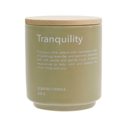 Nutmeg Home Tranquility 1 Wick Ceramic Candle Wooden Lid