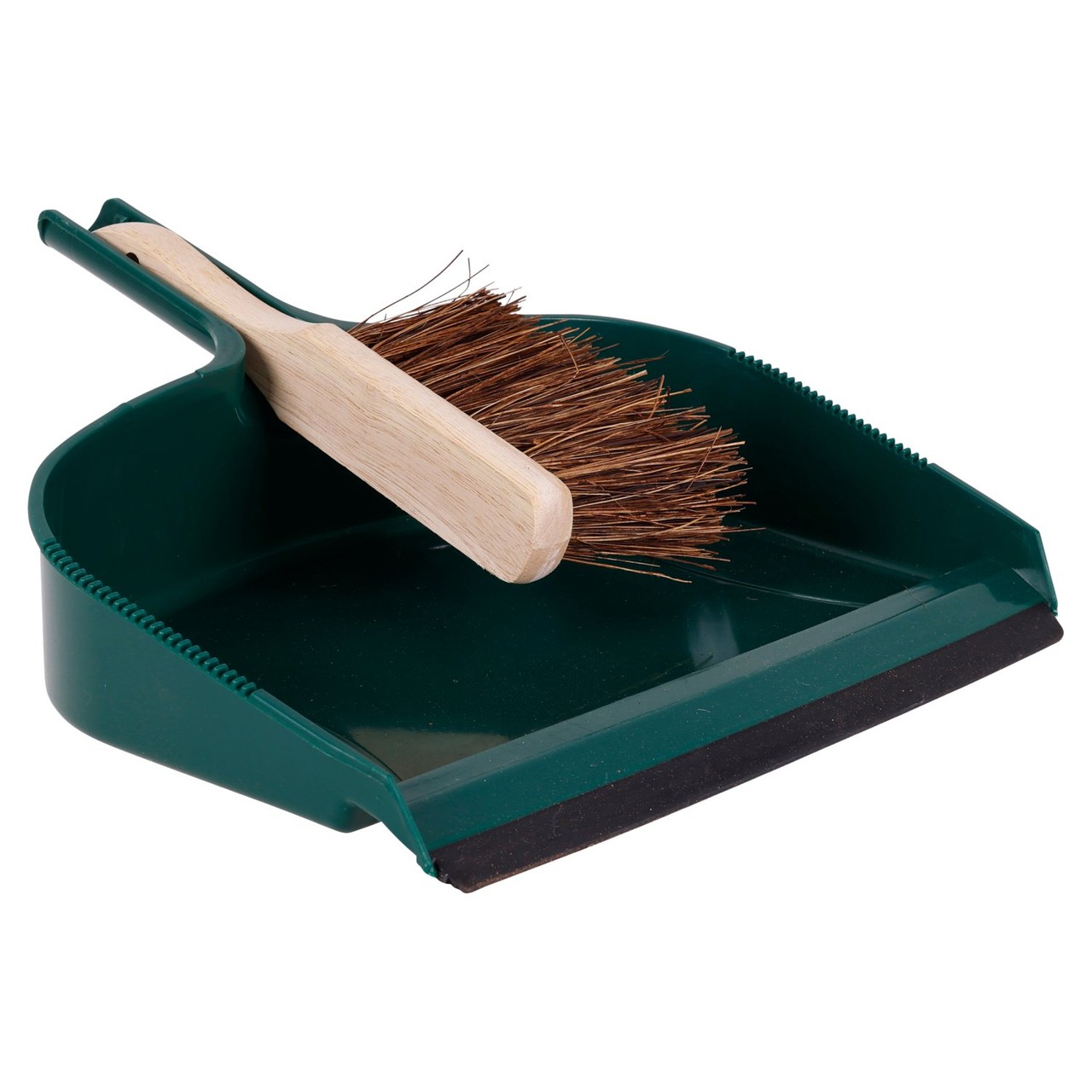 Charles Bentley Large Green Dustpan & Stiff Brush