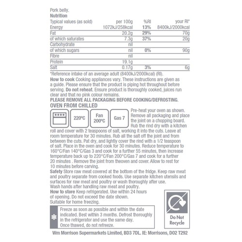Morrisons Pork Belly Joint