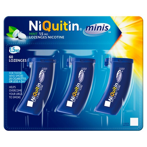 NiQuitin Mini Mint Nicotine Lozenges -1.5mg 60 Minis - Stop Smoking Aid