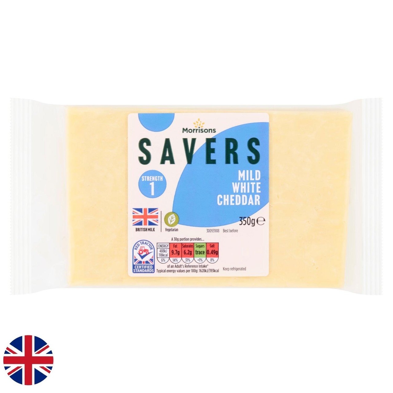 Morrisons British Savers Mild White Cheddar 350g