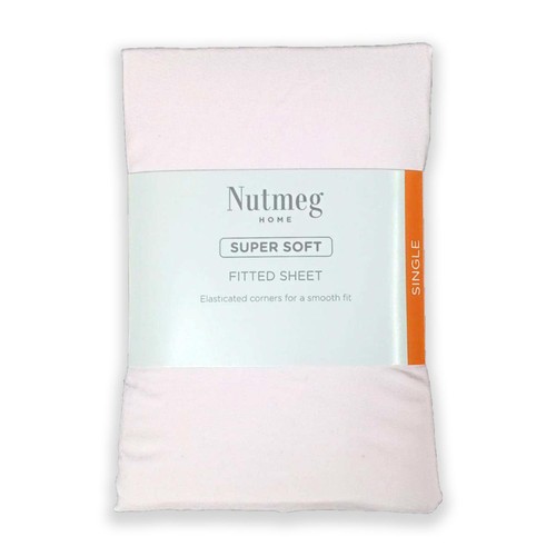 Nutmeg Home Soft Touch Pink Colour Fitted Sheet Single