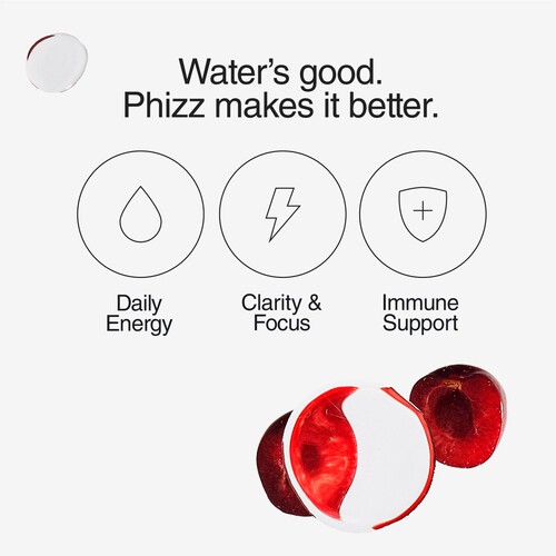 Phizz Cherry Caffeine 3in1 Hydration Electrolytes Vitamins Effervescent 20s