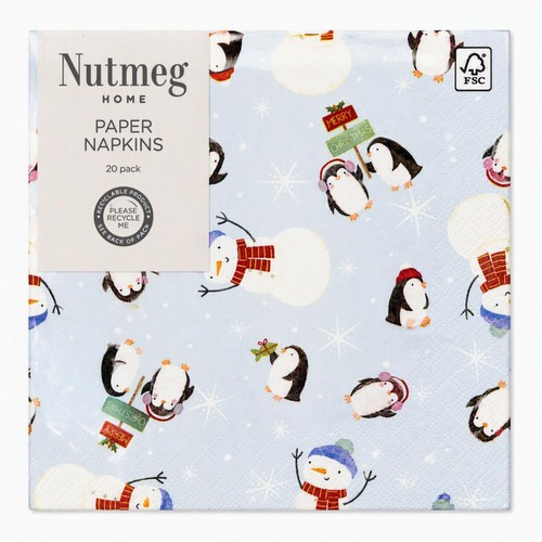 Nutmeg Penguin Snowman Paper Napkins 20 Pack