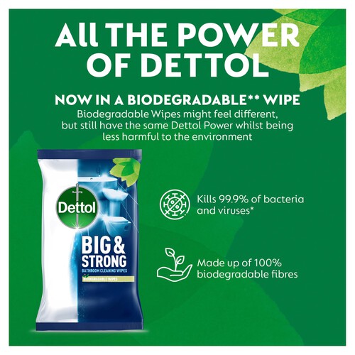 Dettol Big & Strong Antibacterial Bathroom Cleaning Wipes 