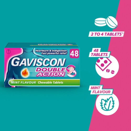 Gaviscon Double Action Heartburn & Indigestion Mint Flavour Tablets