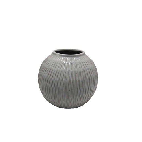 Nutmeg Home White Ribbed Circular Vase