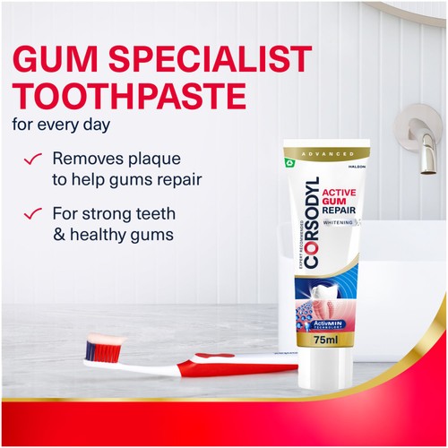 Corsodyl Active Gum Repair Whitening Toothpaste 75ml