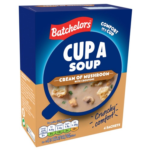Batchelors Cup a Soup Cream of Mushroom 4 Instant Soup Sachets 99g