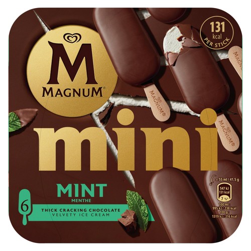 Magnum Mini Mint Ice Cream Sticks 6 x 55ml