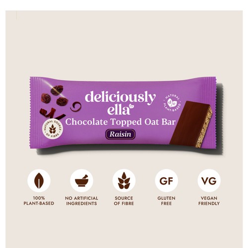Deliciously Ella Raisin Chocolate Topped Oat Bars Multipack  3x50g