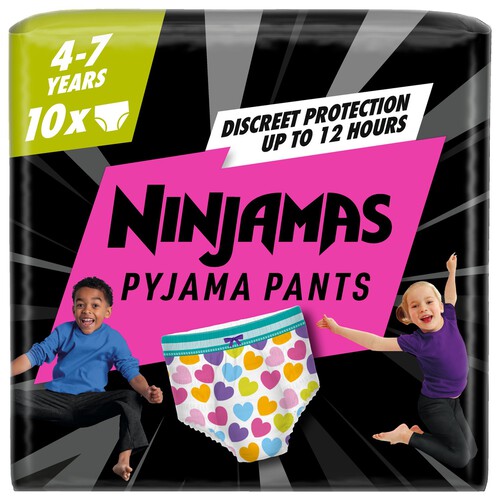 Pampers Ninjamas Pyjama Pants Unisex Hearts 4 - 7 Years