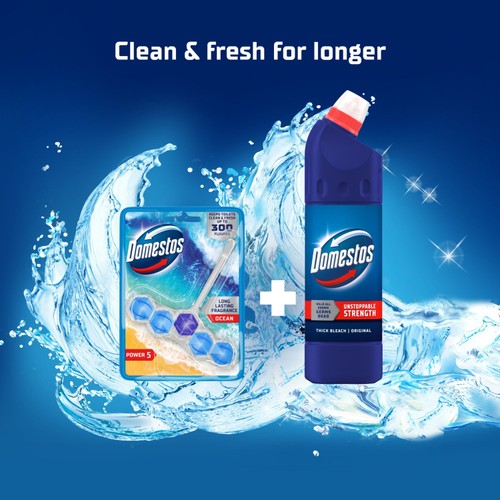 Domestos Power 5 Toilet Rim Block Ocean 50g