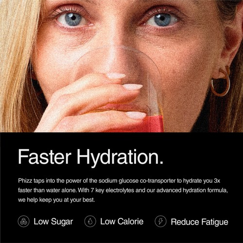 Phizz Cherry Caffeine 3in1 Hydration Electrolytes Vitamins Effervescent 20s