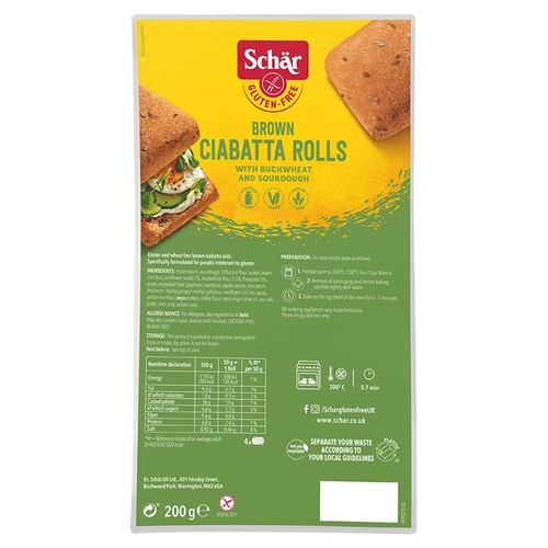 Schar Gluten-Free Brown Ciabatta Rolls