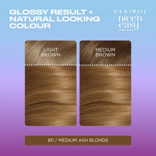 Clairol Nice'N Easy Tone+Gloss Semi Permanent Hair Dye 811/73 Ash Blonde