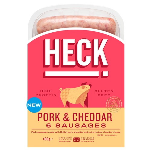 Heck Pork & Cheddar Sausages 400g