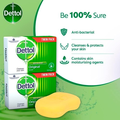 Dettol Original Antibacterial Hand Soap Bar 2 Pack
