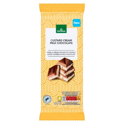Morrisons Custard Cream Milk Chocolate Bar 165g