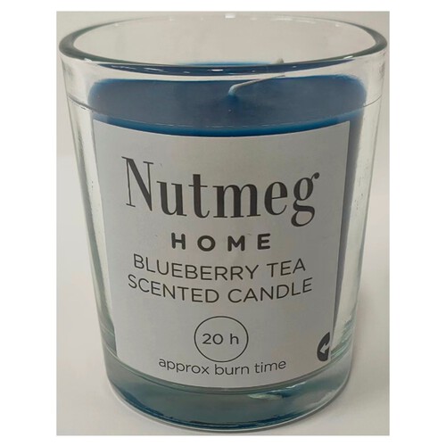 Nutmeg Home Waxfill Glass Blueberry Tea Scented Candle