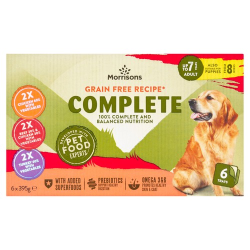 Morrisons Grain Free Meat Veg Dog Food Trays Variety Pack