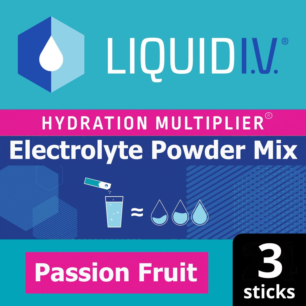 Liquid IV Hydration Electrolyte Powder Passion Fruit 3 Sachets