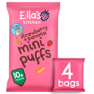 Ella's Kitchen Strawberry + Banana Puffs Multipack Baby Snack 10+ Months