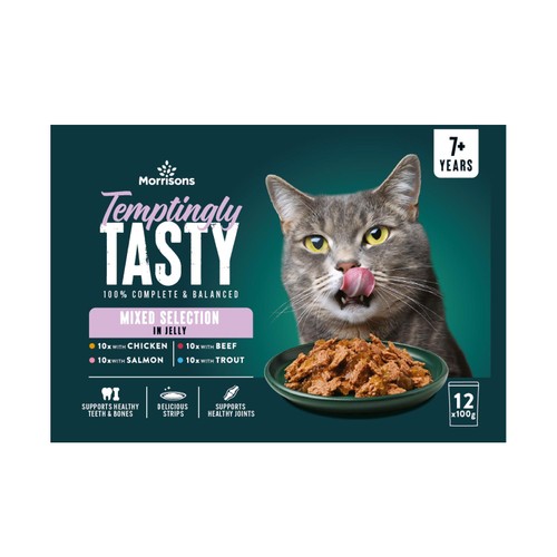 Morrisons Temptingly Tasty Senior Cat Fish In Jelly 12 x 100g
