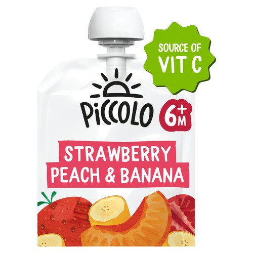 Piccolo Organic Strawberry, Banana & Peach 4+ Months 100g