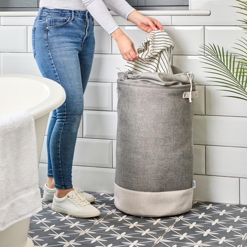 Minky Fabric Round Storage Hamper