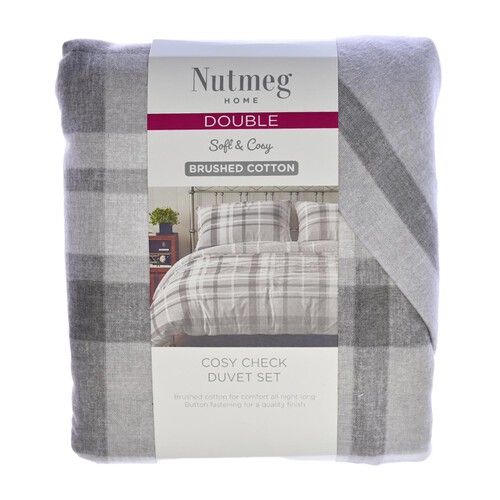 Nutmeg Home Brushed Cotton Cosy Check Duvet Set Double