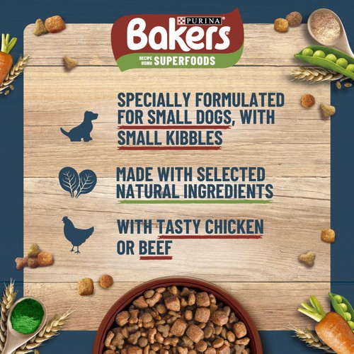 Bakers Small Dog Dry Dog Food Beef And Veg 