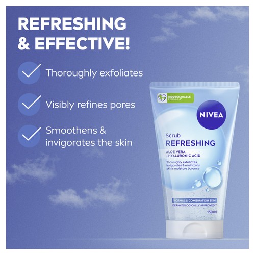 NIVEA Refreshing Exfoliating Face Scrub for Normal & Combination Skin 