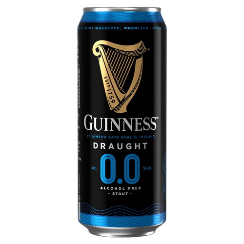 Guinness Draught Alcohol Free Stout Beer 0.0% vol Cans