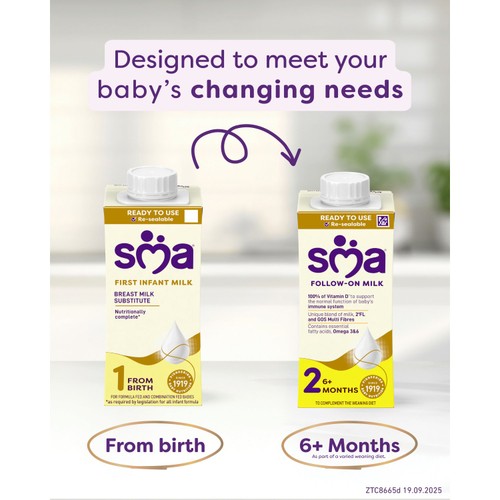 SMA First Infant Baby Milk From Birth Ready-To-Use Formula 200ml