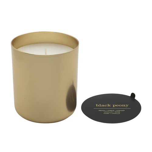 Nutmeg Home Black Peony Metallic Gold Waxfill Candle