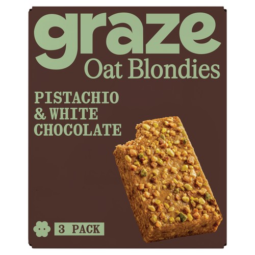 Graze Pistachio & White Chocolate Oat Blondies  3 x 45g