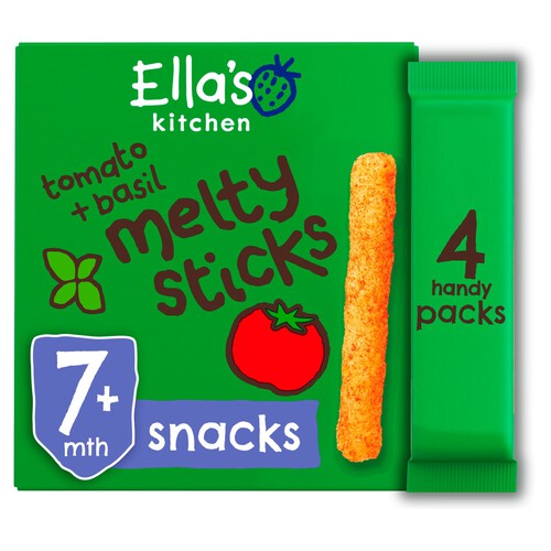 Ella's Kitchen Tomato and Basil Melty Sticks Multipack Baby Snack 7+ Months