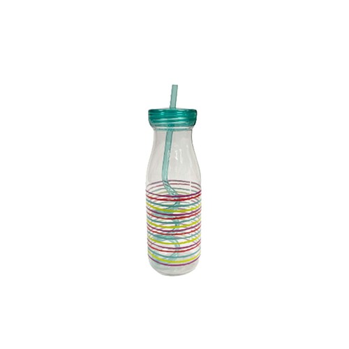 Nutmeg Energise Bottle With Twisty Straw Stripes Decal