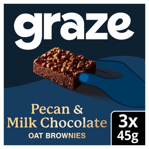 Graze Pecan & Milk Chocolate Oat Brownies 3 x 45g