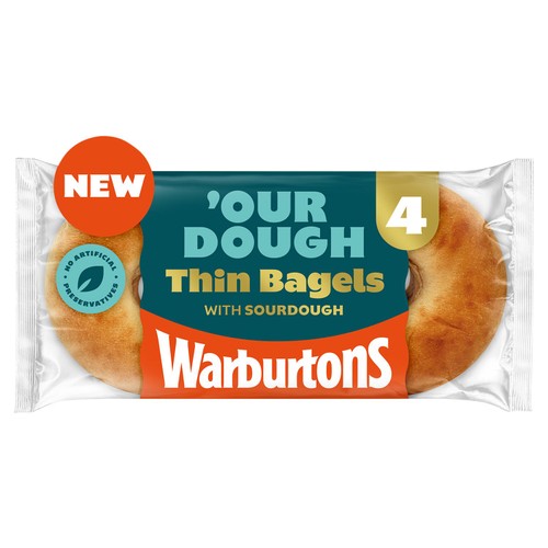 Warburtons 4 Our Dough Thin Bagels